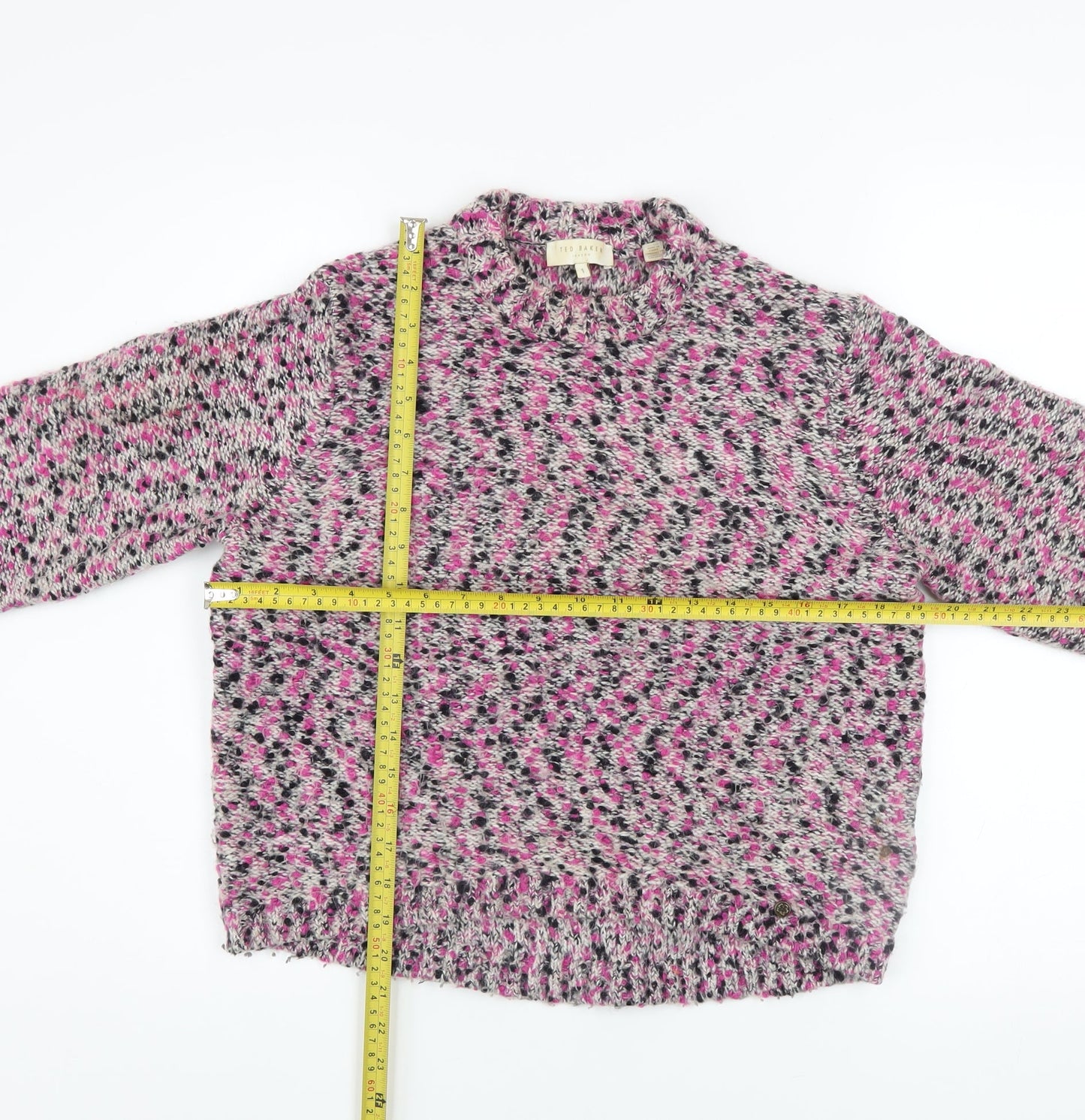 Ted Baker Women’s Multicoloured Wool Blend Chunky Knit High Neck Jumper Size S