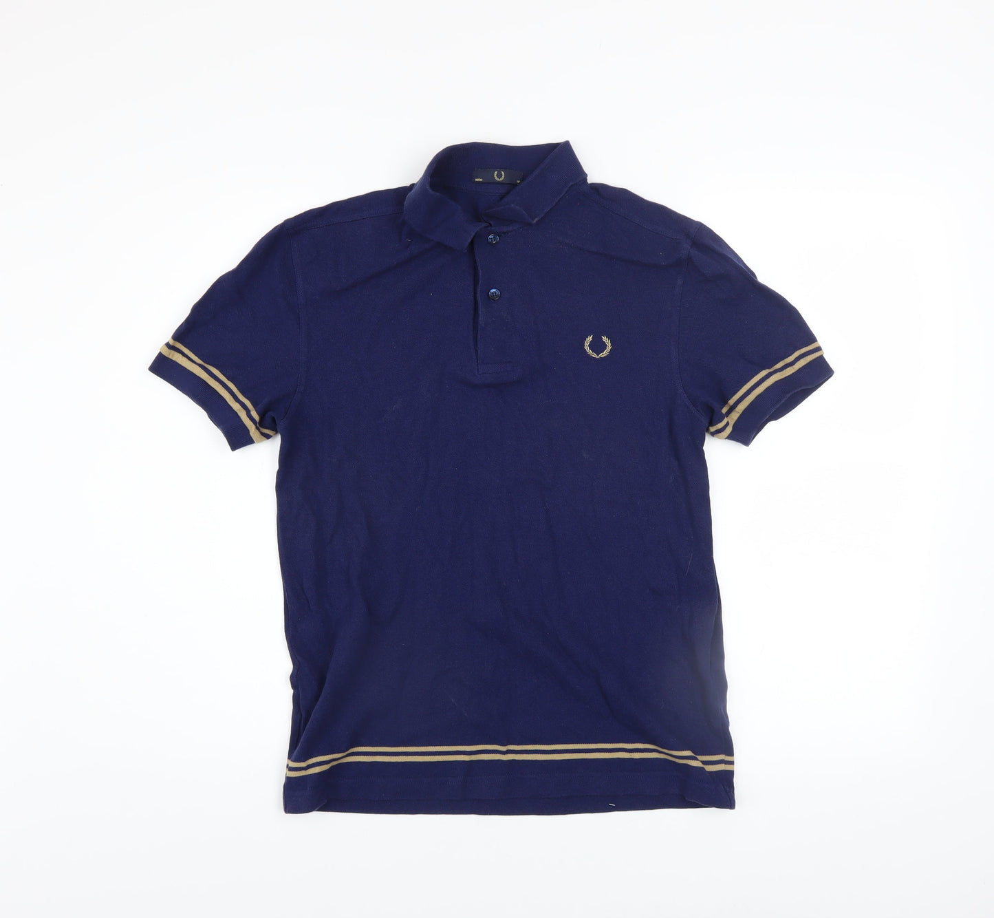 Fred Perry Men's Blue Slim Fit Polo Shirt Size M 100% Cotton