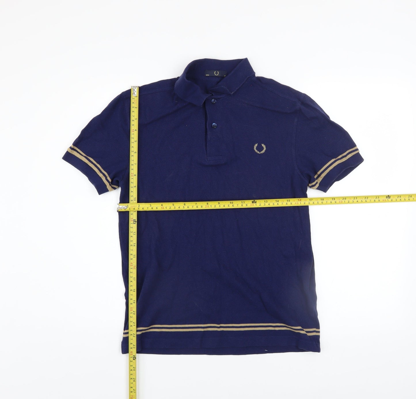 Fred Perry Men's Blue Slim Fit Polo Shirt Size M 100% Cotton