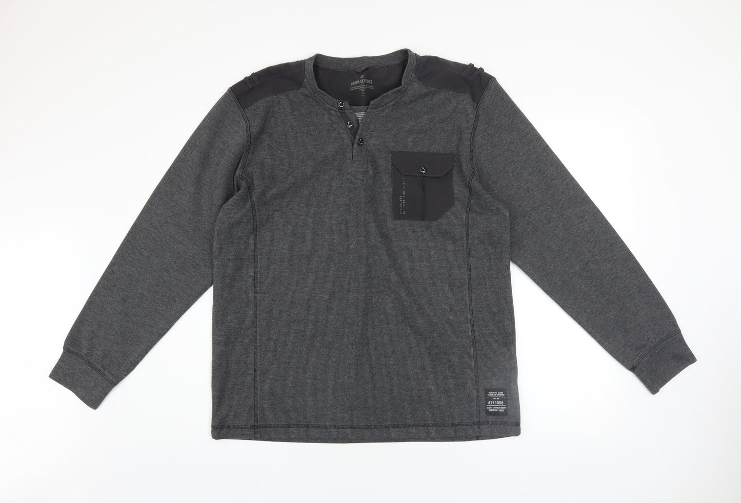 Denim Seventy3 Men's Grey Henley Sweatshirt Size L