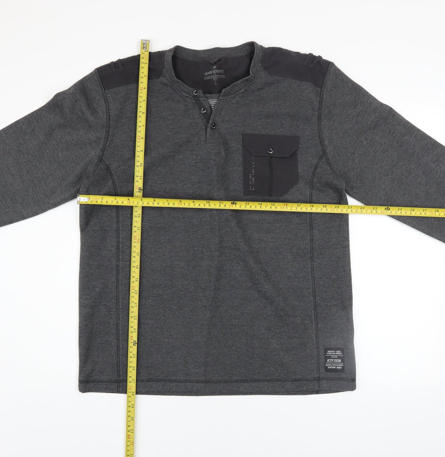 Denim Seventy3 Men's Grey Henley Sweatshirt Size L