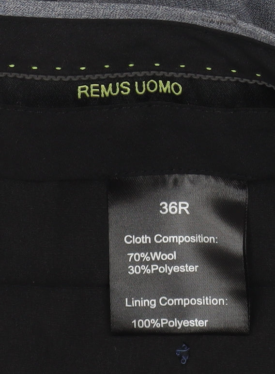 Remus Uomo Men's Grey Wool Blend Dress Pants 36R Formal Trousers
