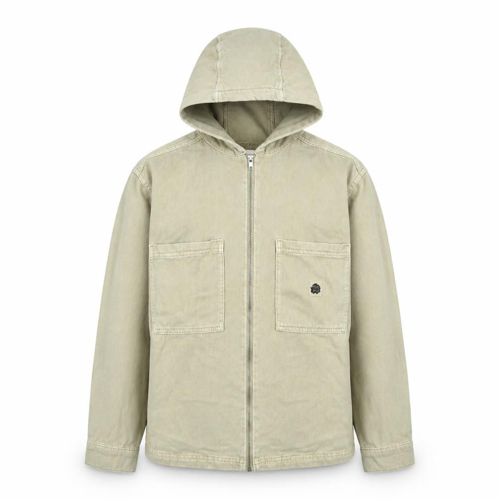 Front view of Zara boys’ beige cotton hooded full zip jacket 13-14 years