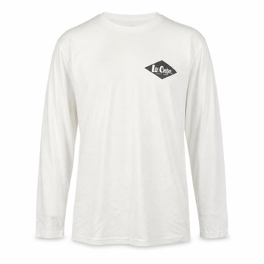 Lee Cooper Men's White Long Sleeve Crew Neck Cotton Top M