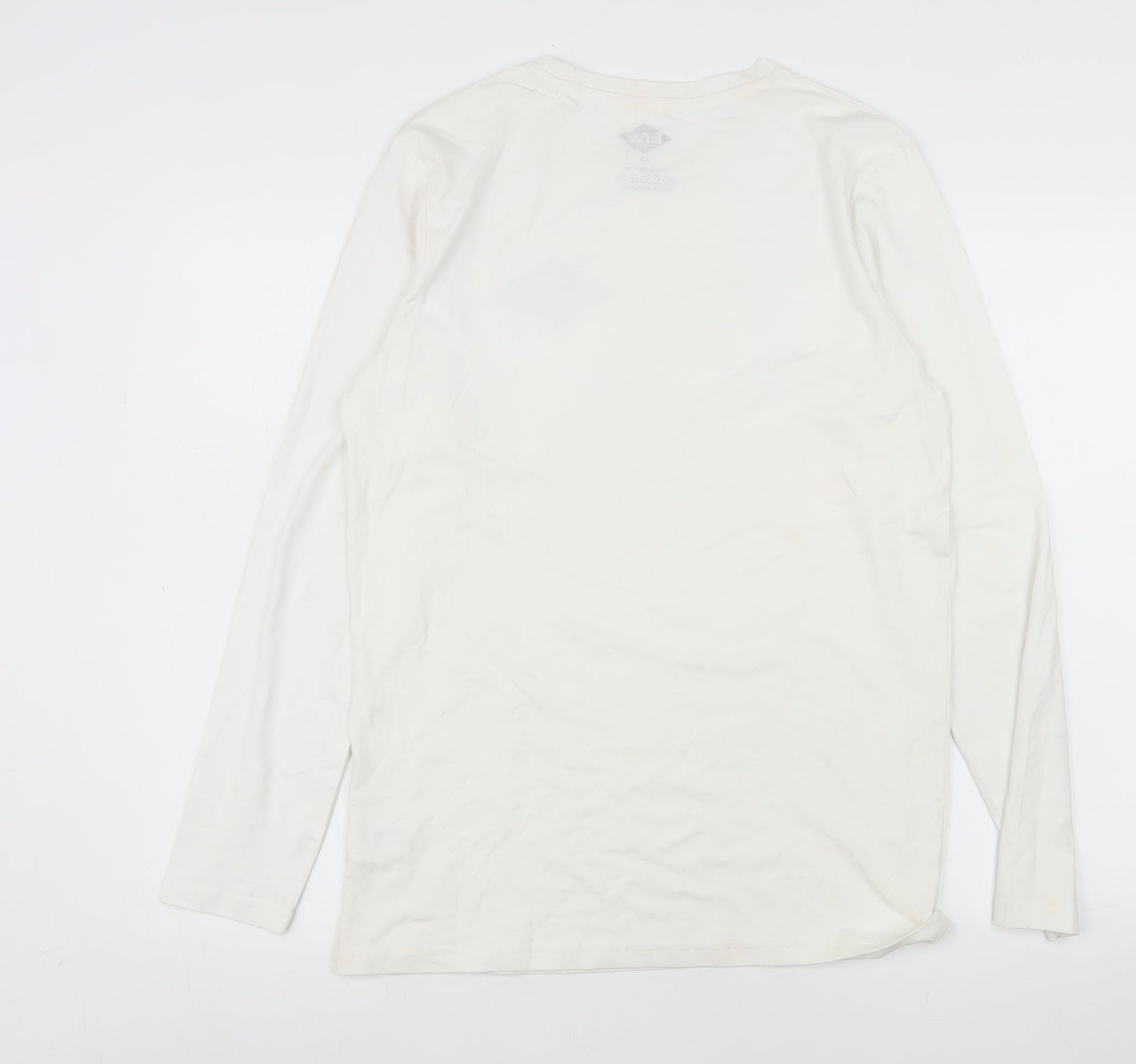 Lee Cooper Men's White Long Sleeve Crew Neck Cotton Top M