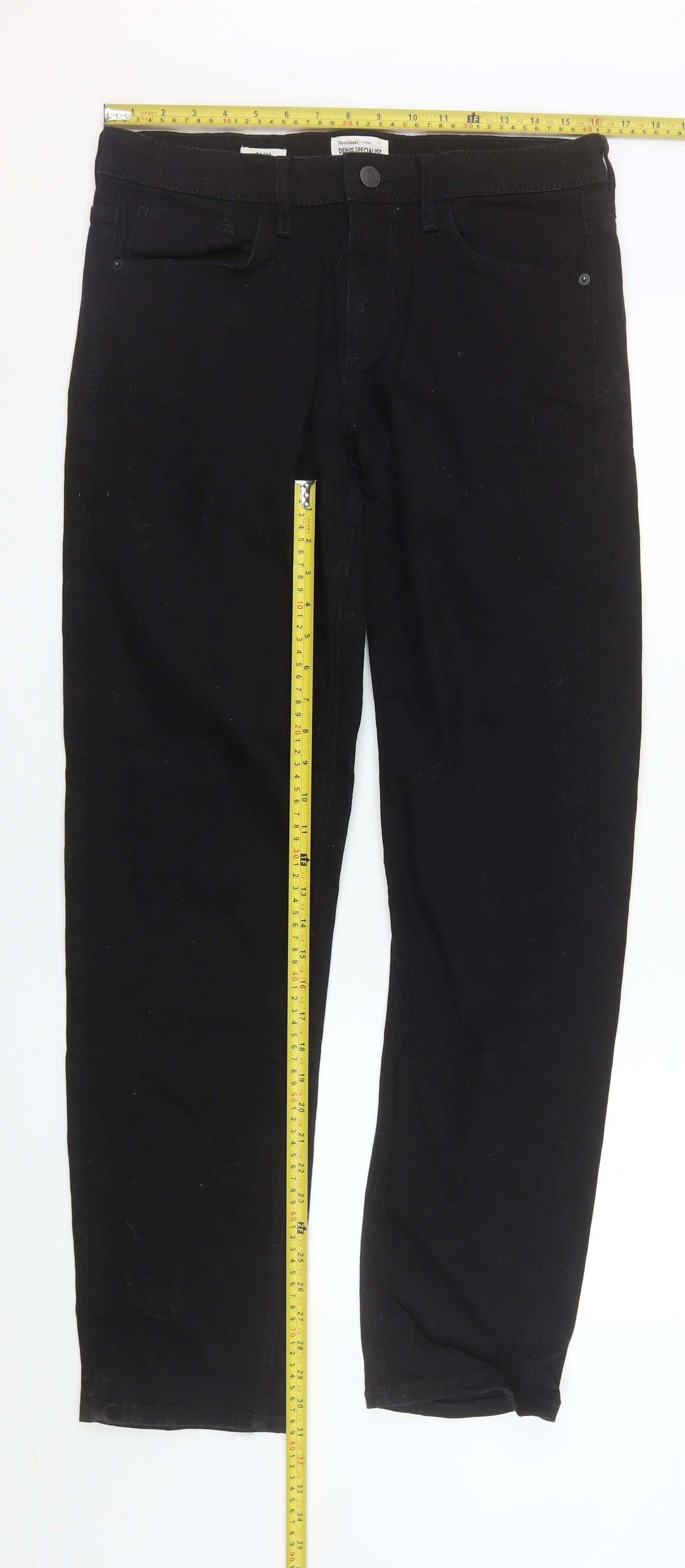 River Island Womens Black Straight Leg Jeans Size 32L Regular Fit