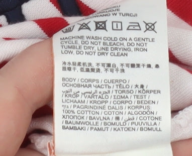 Superdry Womens Red Striped Long Sleeve Cotton T-Shirt UK 8