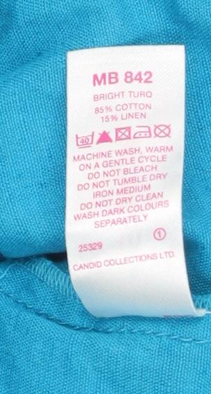 SimplyBe Women Blue Cotton Linen Tapered Casual Trousers Size 24