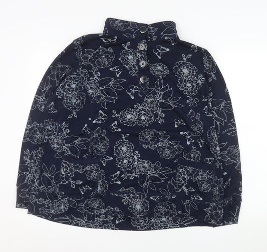 Bm Casual Womens Blue Floral Button-Up Tunic Top XL
