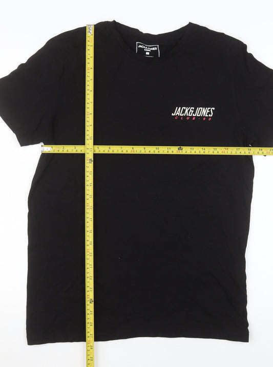 Jack & Jones Men's Black Cotton Crew Neck Regular Fit T-Shirt L