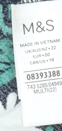 Marks and Spencer Womens Multicoloured Floral V-Neck Tunic Blouse Size 22