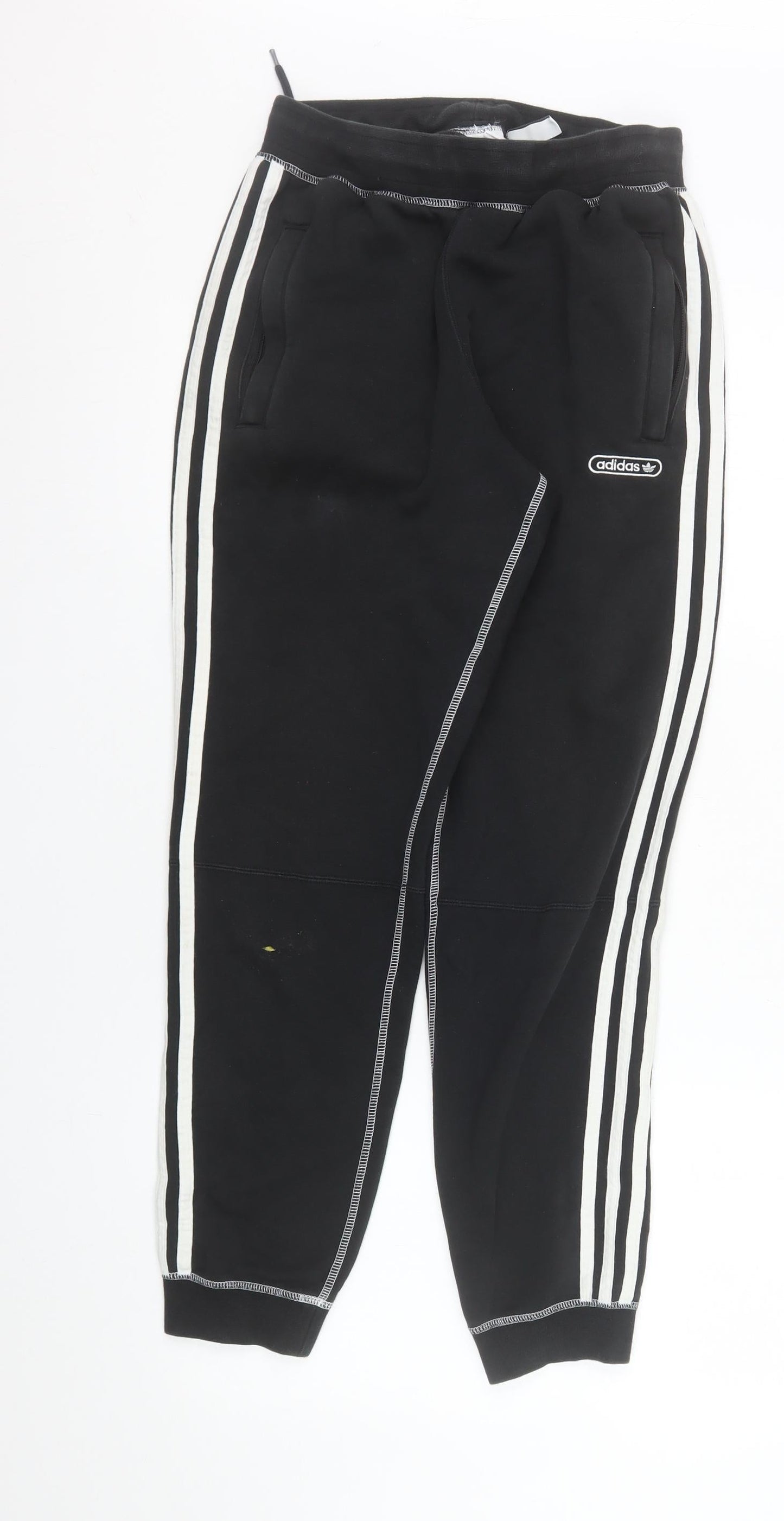 Adidas Men's Black Jogger Sweatpants S Regular Fit Side Stripe