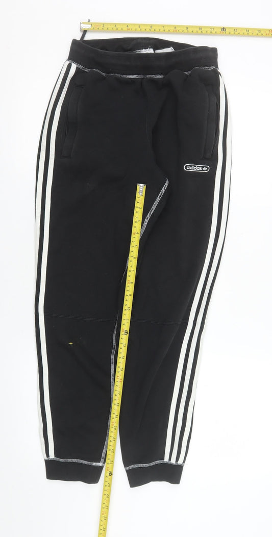 Adidas Men's Black Jogger Sweatpants S Regular Fit Side Stripe