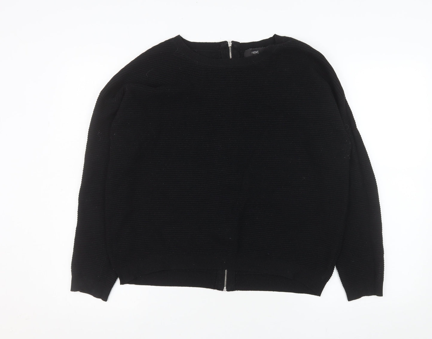 Next Womens Black Beaded Zip Knit Jacket UK 14 Regular