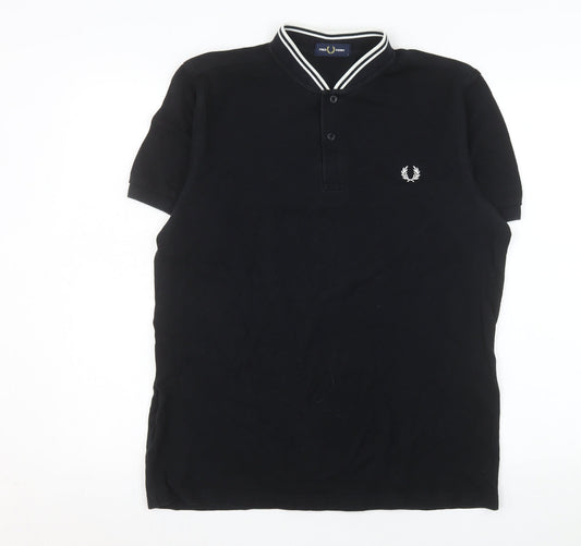 Fred Perry Men's Black L Cotton Short Sleeve Polo Shirt