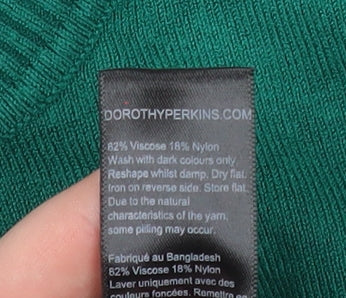 Dorothy Perkins Womens Green Crew Neck Long Sleeve Jumper Size 18