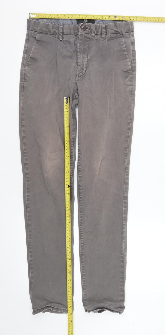 Next Men's Grey Slim Fit Chino Trousers 30W 33L Cotton Blend