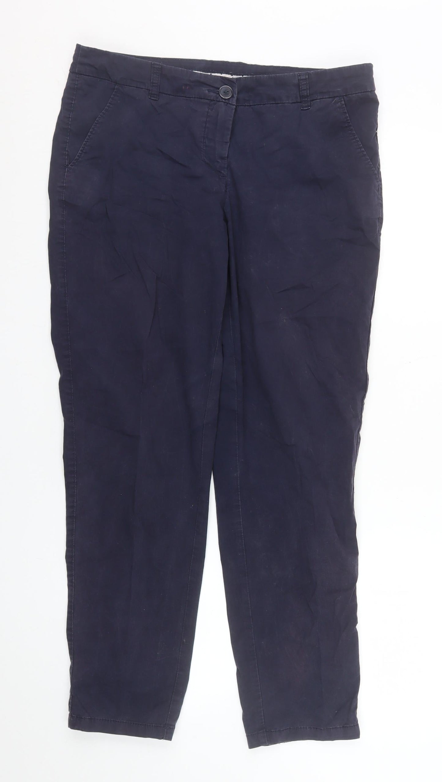 Avenue Women’s Blue Chino Trousers Size 12-14 Cotton Blend Stretch