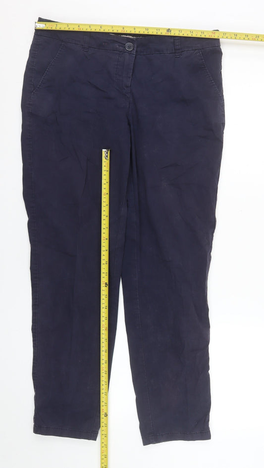 Avenue Women’s Blue Chino Trousers Size 12-14 Cotton Blend Stretch