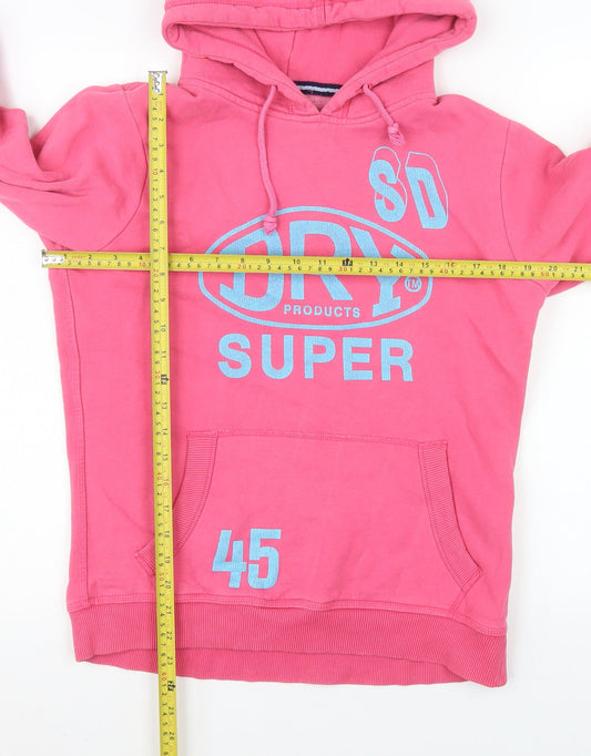 Superdry Women's Pink Pullover Hoodie L Cotton Blend Casual Hooded