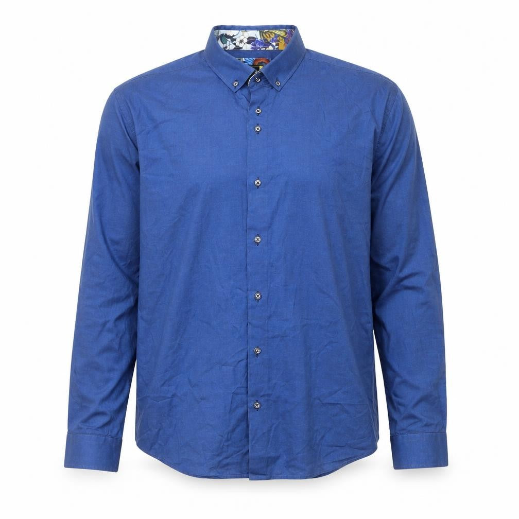Mauro Puccini Men’s Blue Cotton Slim Fit Long Sleeve Button-Up Shirt XL