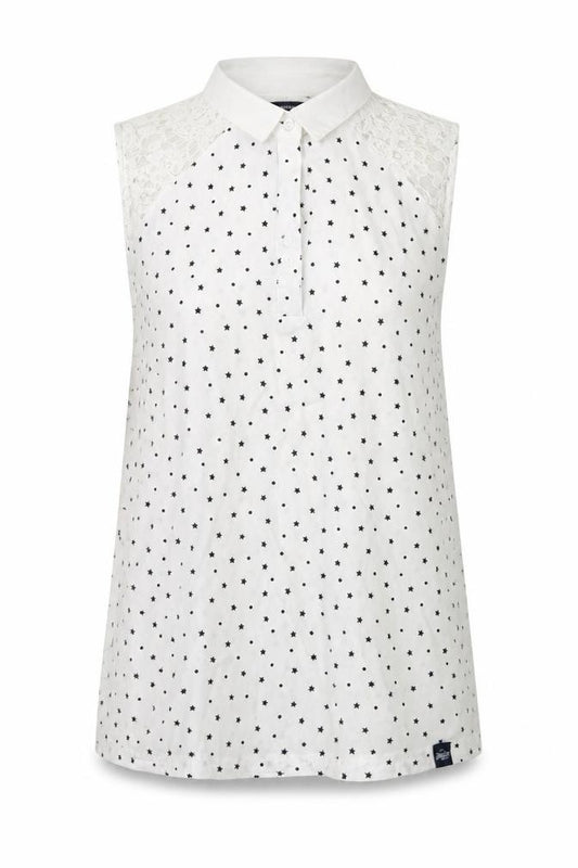 Superdry Womens White Collared Sleeveless Star Print Blouse Size M