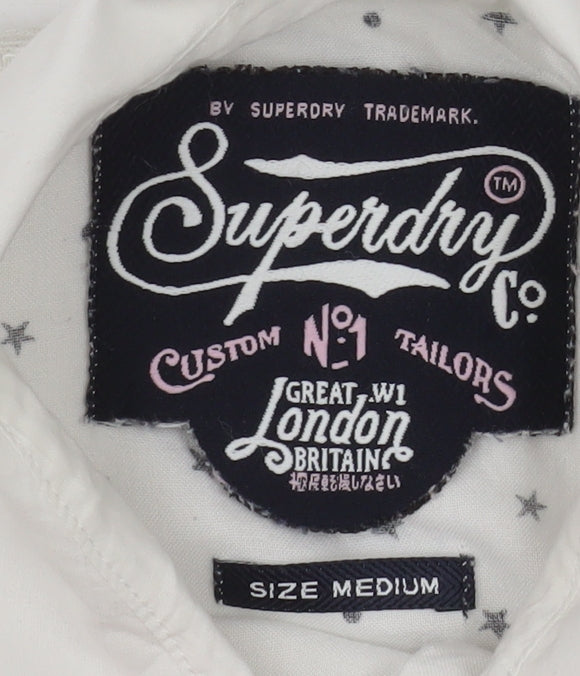Superdry Womens White Collared Sleeveless Star Print Blouse Size M