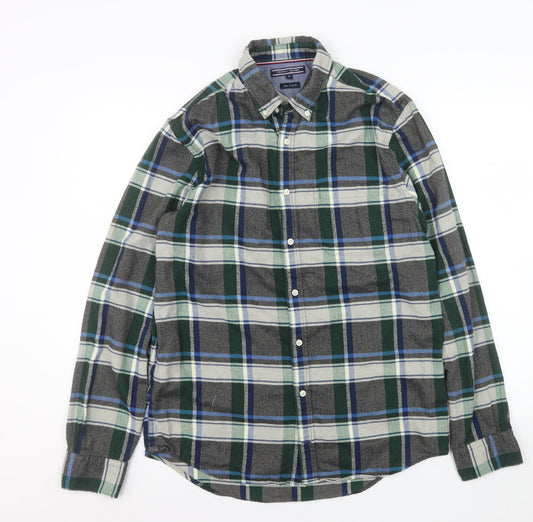 Tommy Hilfiger Men's Green Plaid Flannel Button-Up Shirt M