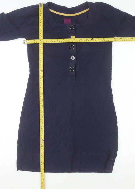 Joules Womens Navy Blue Long Sleeve Cotton Shirt Dress Size 6