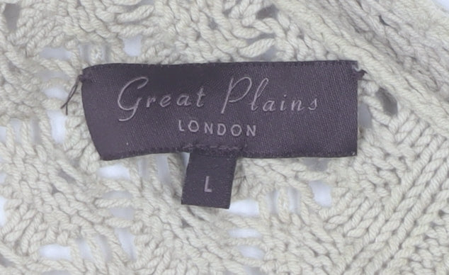 Great Plains Women Beige Cable Knit Wrap Jumper L