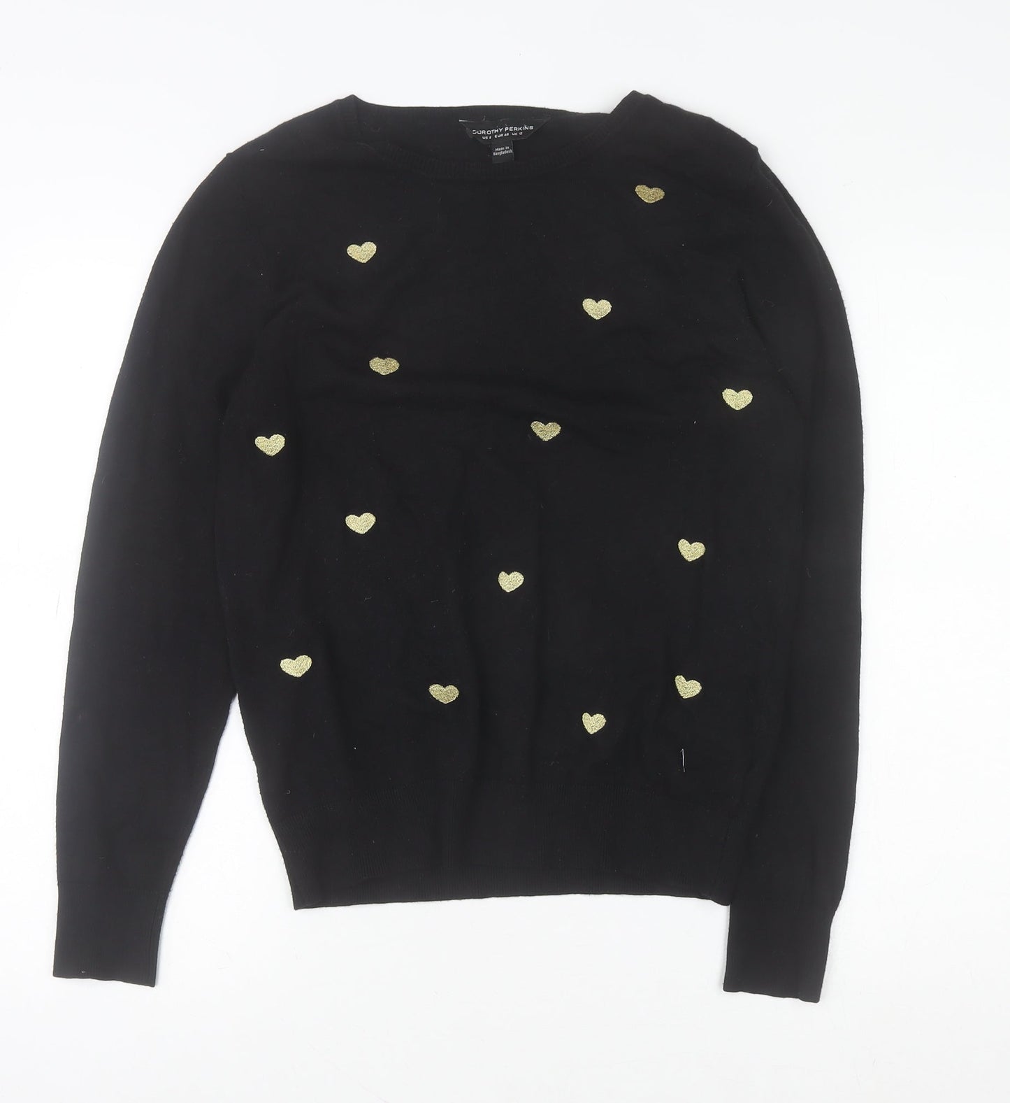 Dorothy Perkins Women’s Black Heart Pullover Jumper Size 12