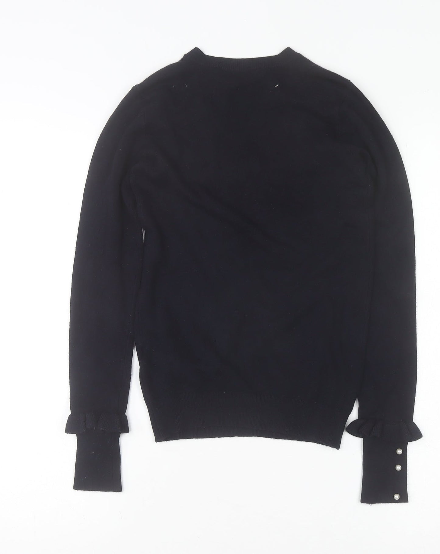 Zara Women Black Crew Neck Knit Pullover Jumper Size 8