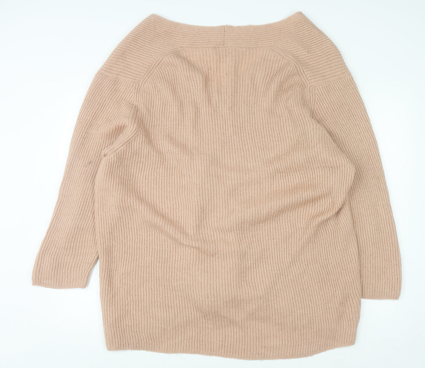 Modern Rarity Womens Beige V-Neck Alpaca Wool Blend Pullover Jumper M