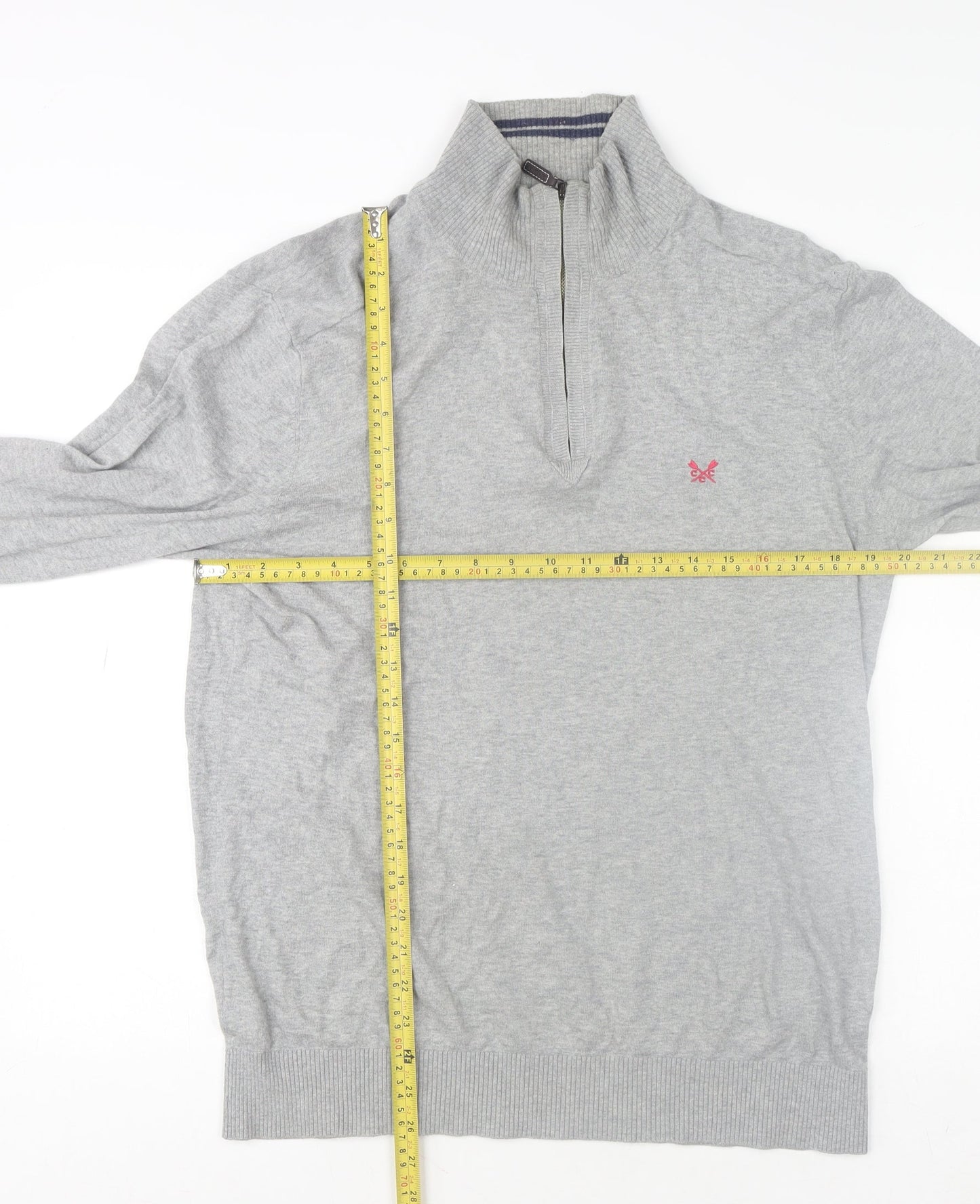 Crew Clothing Co. Men's Grey 1/2 Zip High Neck Sweatshirt Size M