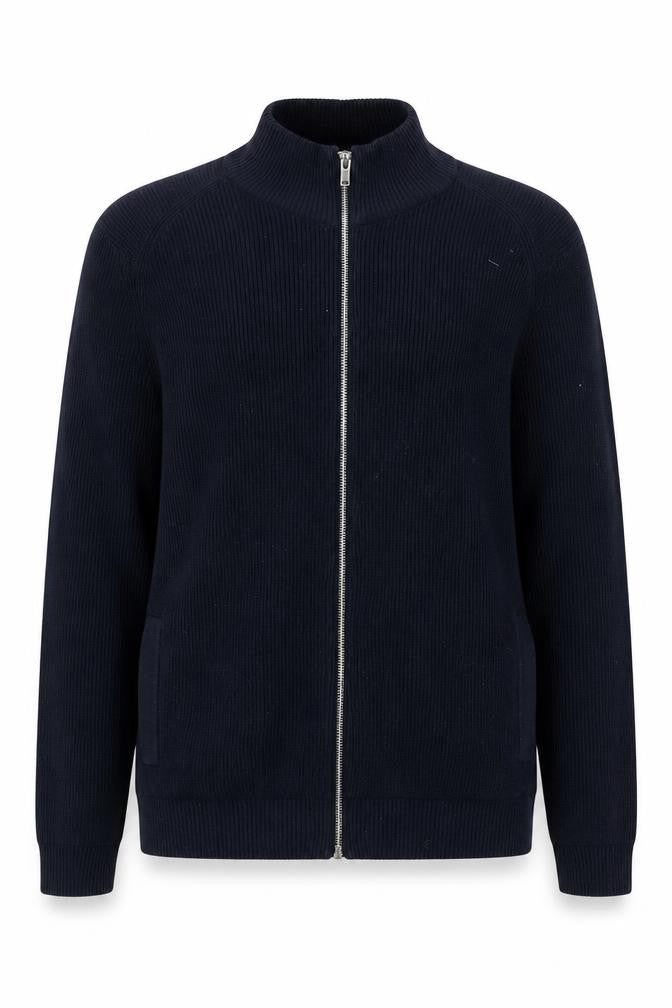 Marks and Spencer Men's Blue Cotton Blend Full Zip Knit Sweatshirt L