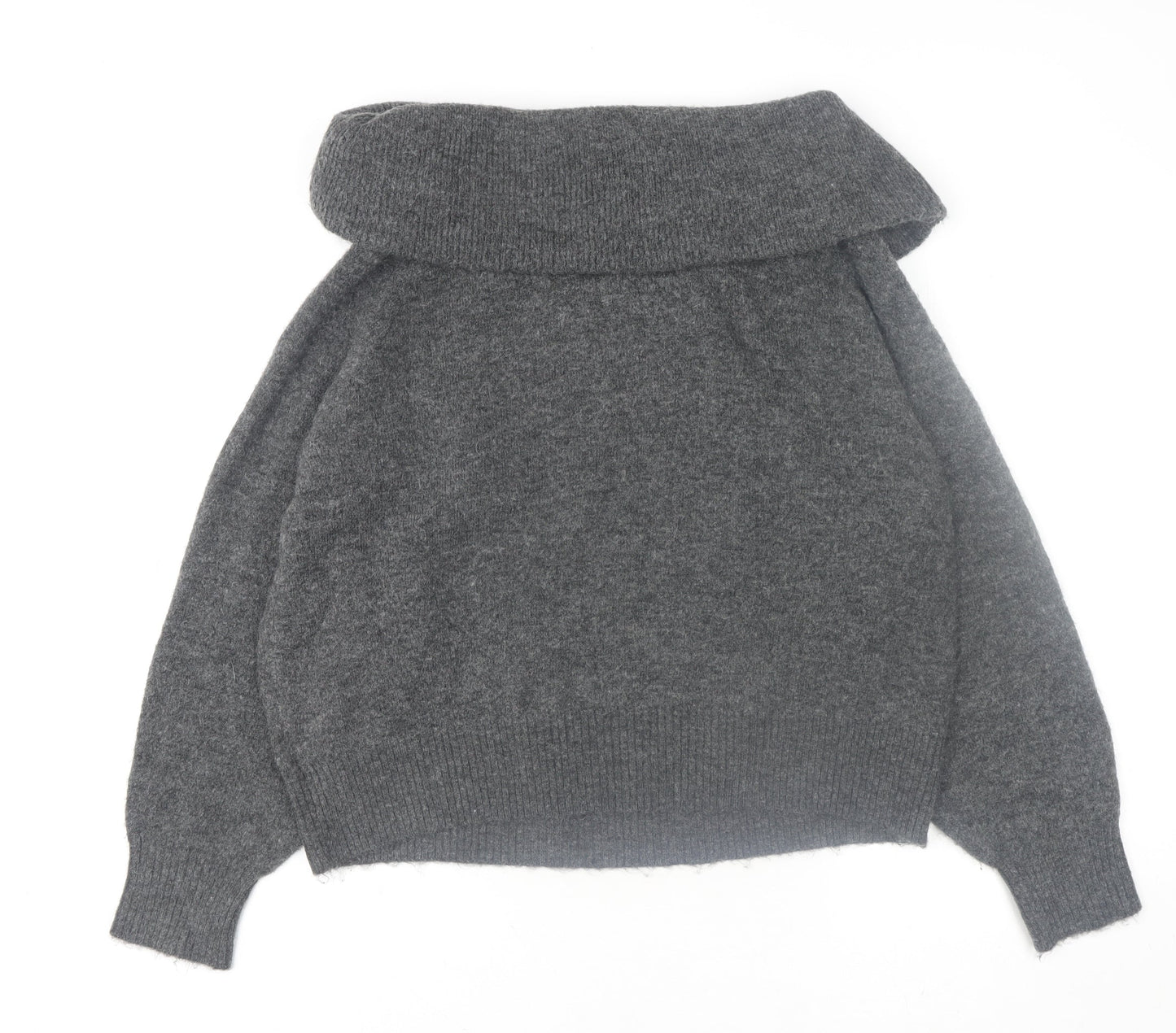 H&M Women's Grey Cowl Neck Long Sleeve Pullover Jumper Size 12