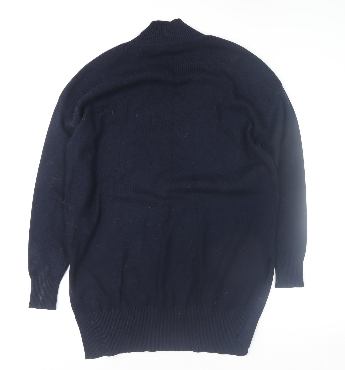 Marks and Spencer Women's Blue Mock Neck Long Sleeve Knitted Jumper Size M