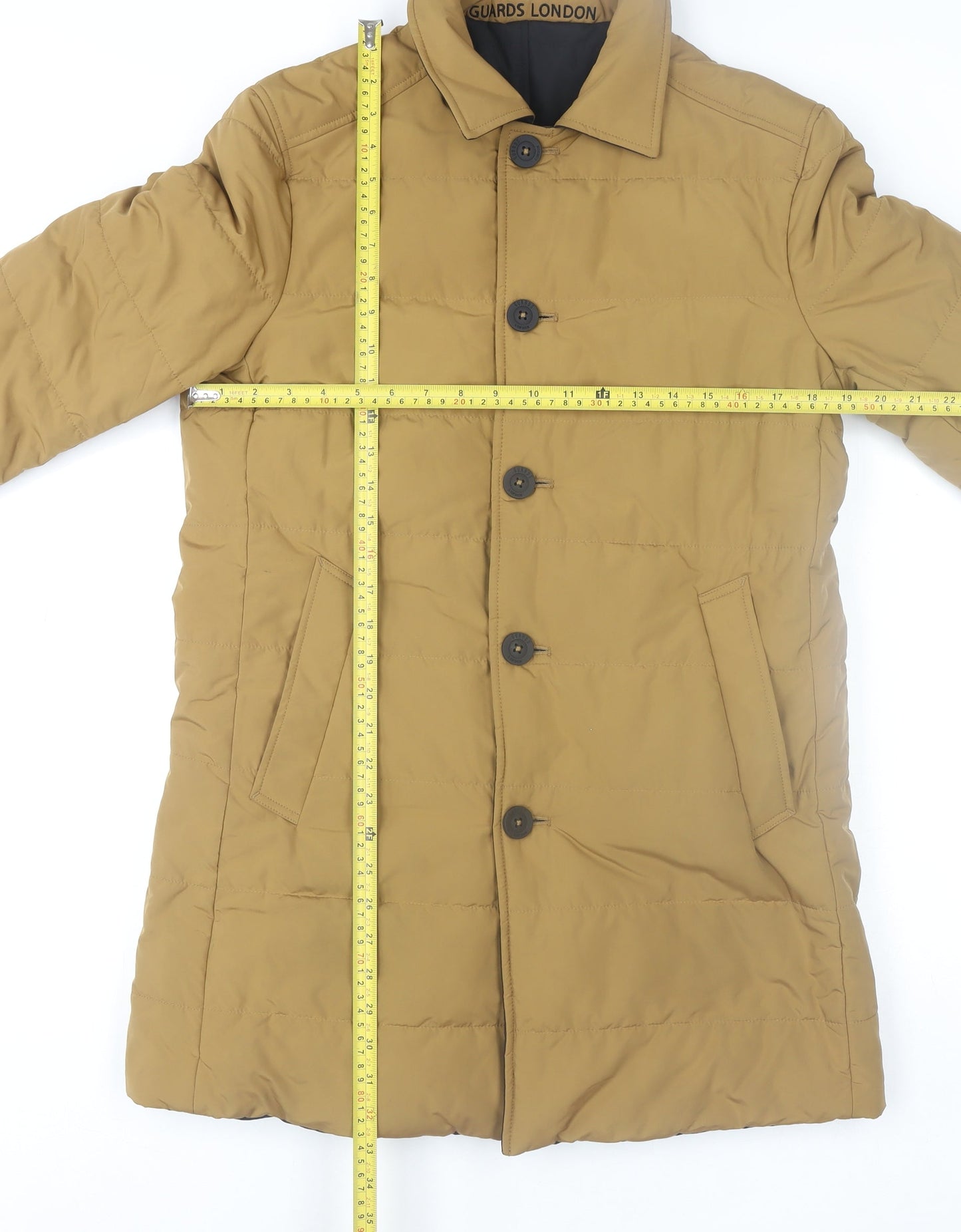 Guards London Men's Brown 36 Regular Polyester Overcoat