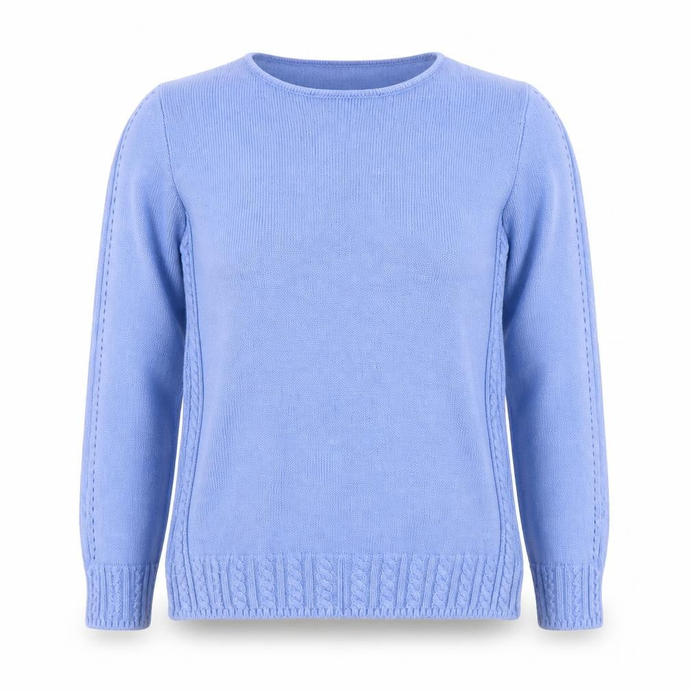 Isle Essentials Womens Blue Cotton Crew Neck Jumper Size 10-12