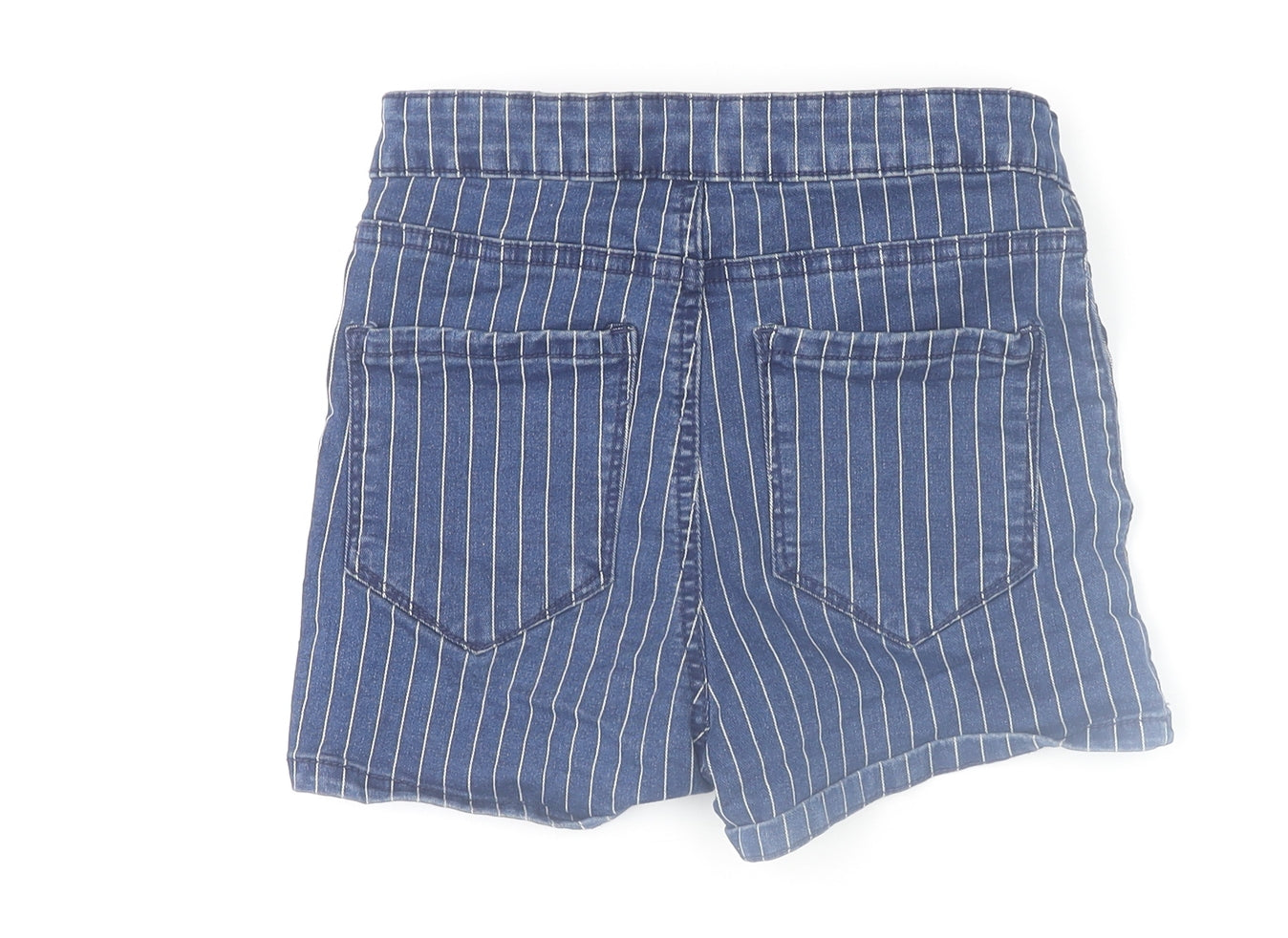 Denim Co Womens Blue Striped High Waist Denim Shorts Size 8
