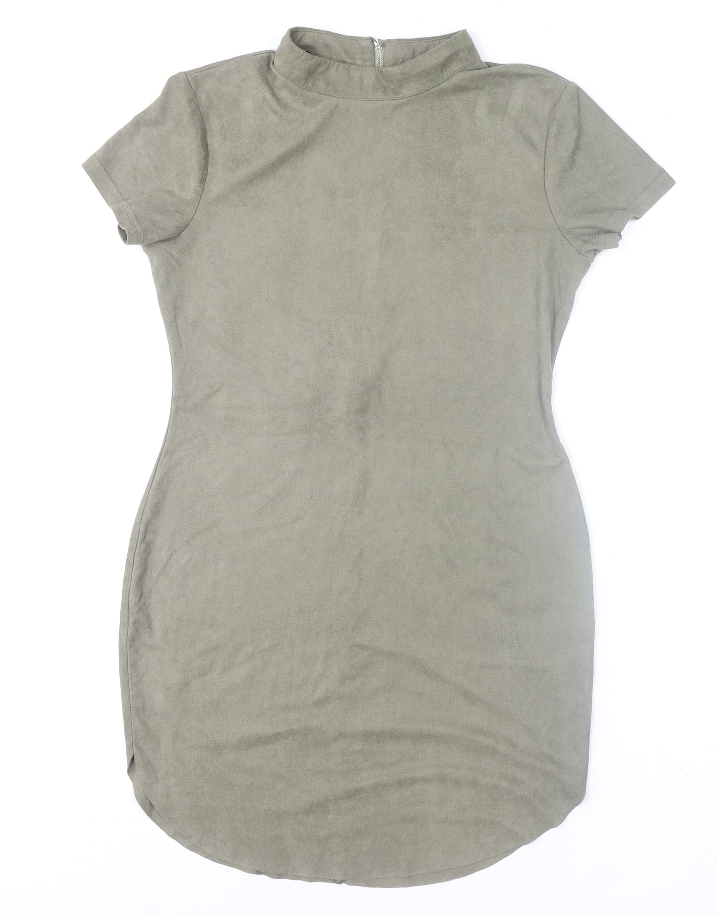 AX Paris Women Khaki Size 12 Bodycon Short Sleeve High Neck Dress