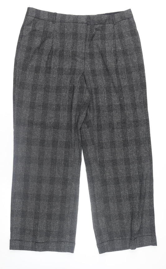 Next Women’s Grey Check Pleated Belted Dress Pants Size 18