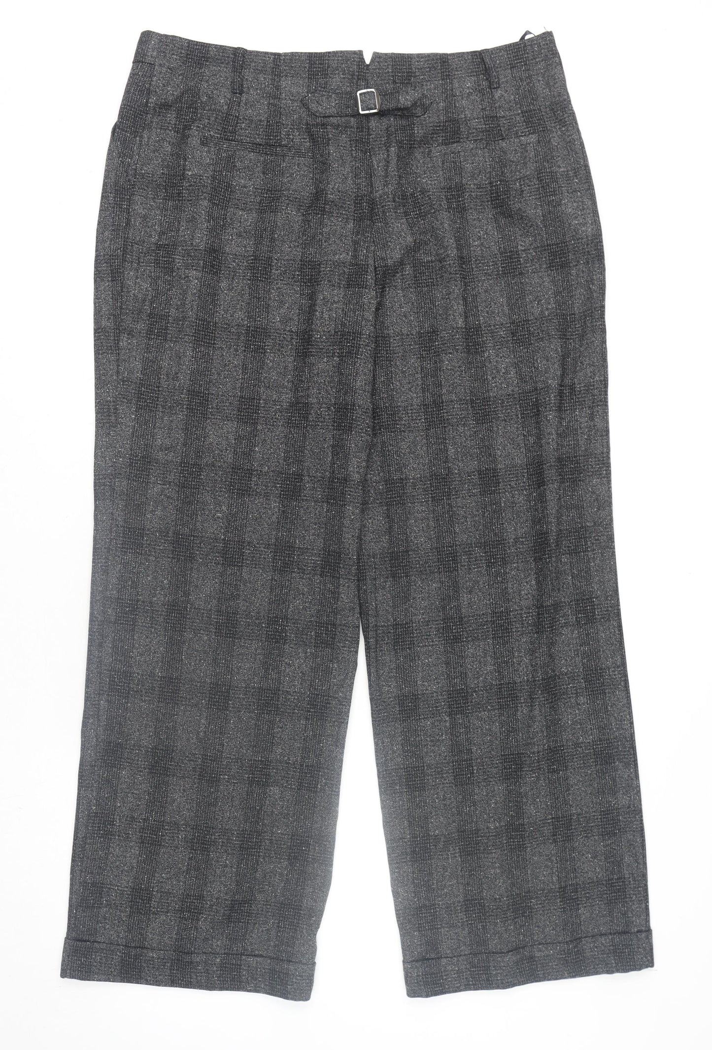 Next Women’s Grey Check Pleated Belted Dress Pants Size 18
