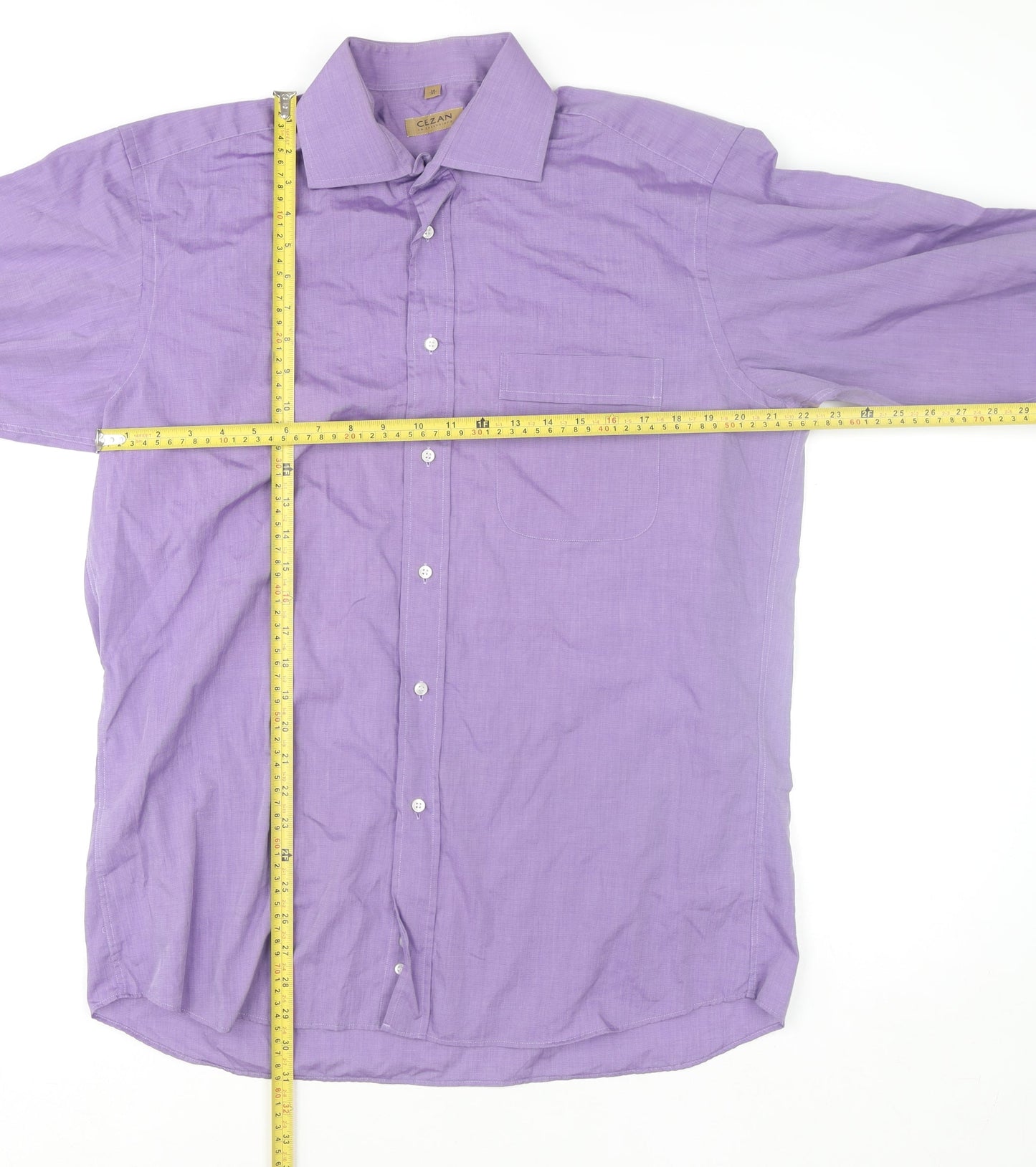Cezan La Collezione Men's Purple 16/41 Cotton Long Sleeve Shirt