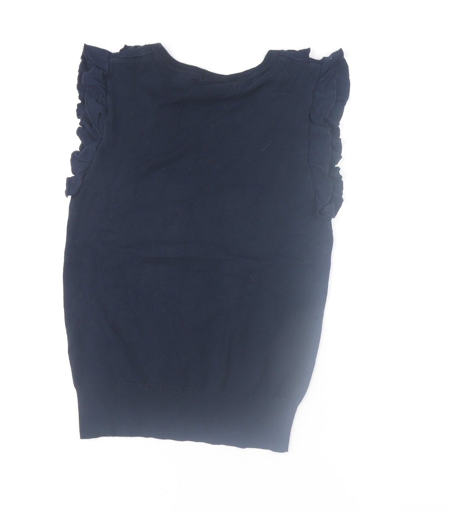 Warehouse Womens Blue Sleeveless Ruffle Knit Blouse UK 8