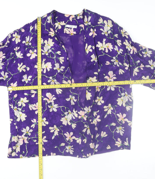 Mango Women’s Purple Floral Kimono Style Blouse Size 14