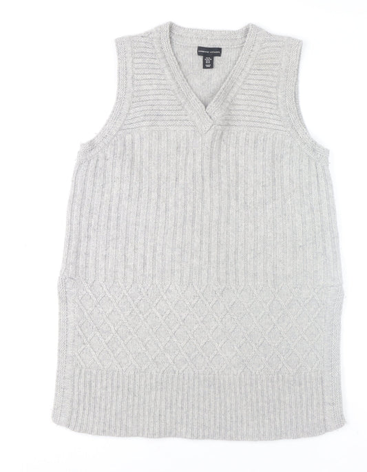 Adrienne Vittadini Womens Grey Wool Knit Sleeveless Tunic Tank Top XL