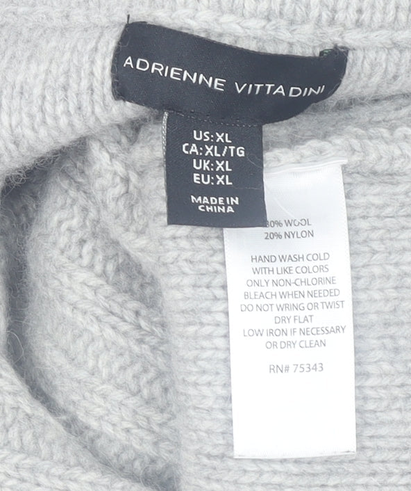 Adrienne Vittadini Womens Grey Wool Knit Sleeveless Tunic Tank Top XL