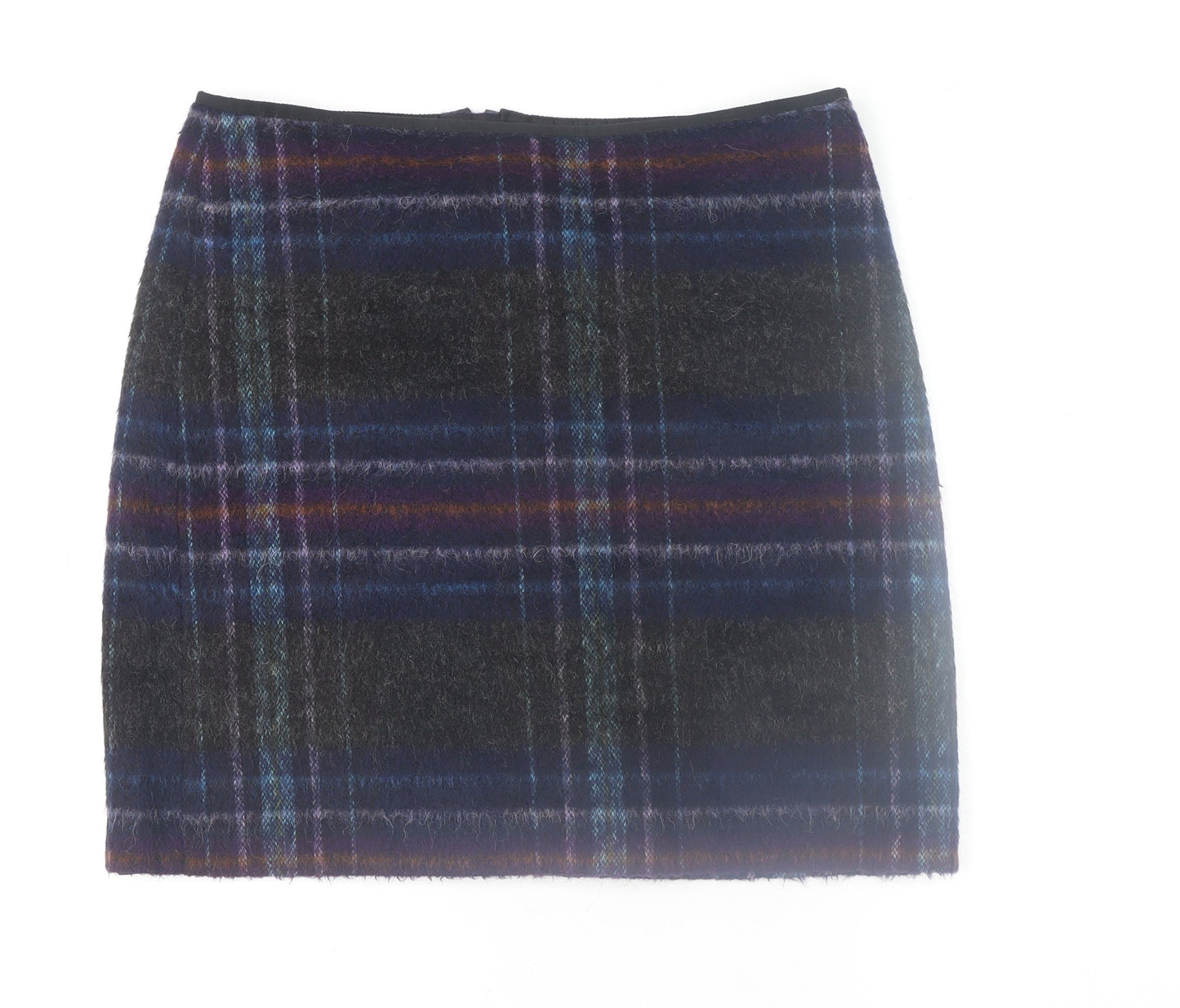Marks and Spencer Womens Multicoloured Plaid Wool Blend Pencil Skirt Size 14