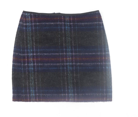 Marks and Spencer Womens Multicoloured Plaid Wool Blend Pencil Skirt Size 14